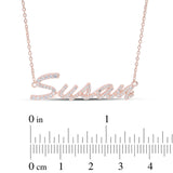 Sapphire set Sript Name Necklace in Rose Gold plated Sterling Silver