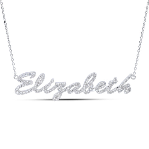 Sapphire set Sript Name Necklace in Sterling Silver