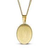 Our Lady of Guadalupe Religious Medal Oval  18K color Gold Pendant Necklace Nuestra señora de Guadalupe