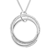 SPARKLING DOUBLE RING PENDENT INTERLOCKED & PERSONALIZED - STERLING SILVER