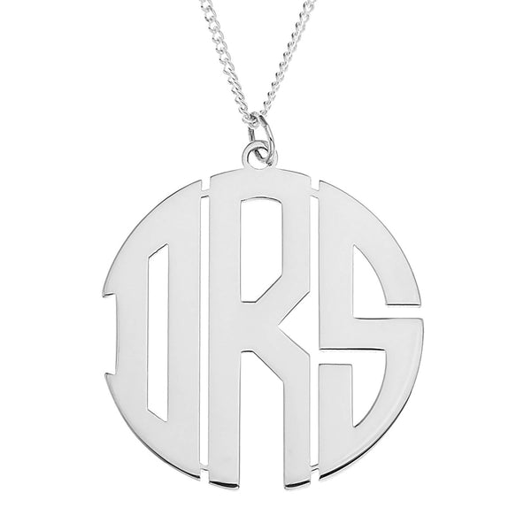 MODERN MONOGRAM PENDENT LARGE - STERLING SILVER – Little Gold Daisy