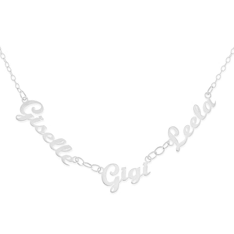 NAME NECKLACE WITH THREE NAMES - STERLING SILVER