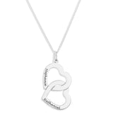 DOUBLE INTERLOCKING HEARTS PENDENT ENGRAVED - STERLING SILVER