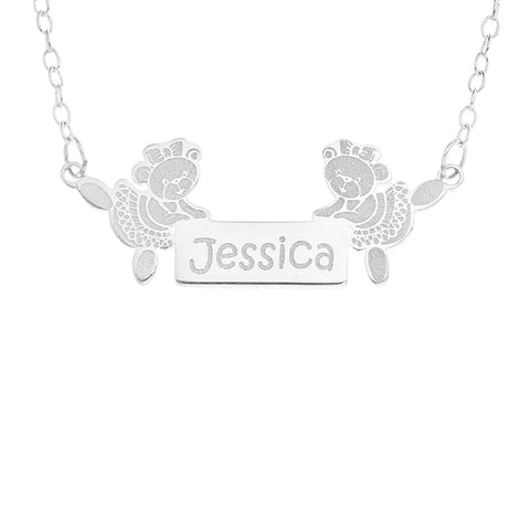 DANCING BALLERINA BEARS NAME NECKLACE - STERLING SILVER