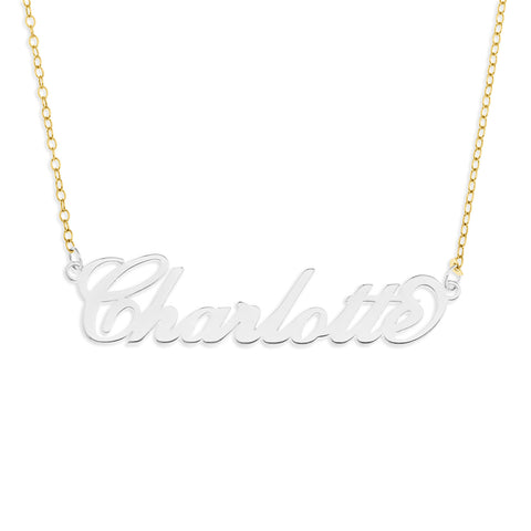 LIMITED EDITON NAME NECKLACE SCRIPT - STERLING SILVER WITH GOLD CHAIN