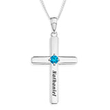 Cross Birthstone Pendent - STERLING SILVER