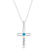 Cross Birthstone Pendent - STERLING SILVER