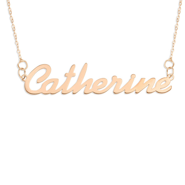 24k Rose Gold Plated Silver Engraved Monogram Circle Necklace-Script Font