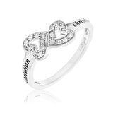 DIAMOND PROMISE RING WITH DOUBLE HEART INFINITY- STERLING SILVER