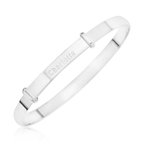 Baby Bangle Bracelet with personalized name engraved  in Sterling Silver 925.