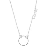 CIRCLE PENDENT WITH NAME ON CHAIN - STERLING SILVER