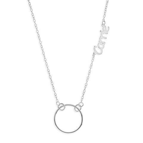 CIRCLE PENDENT WITH NAME ON CHAIN - STERLING SILVER