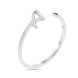 Initial Birthstone wrap Ring in Sterling Silver
