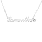 NAME NECKLACE WITH HEART-SHAPED BIRTHSTONE - STERLING SILVER