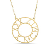 Roman Birthday Circle Necklace in Yellow Gold plated Sterling Silver