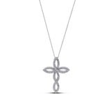 Infinity Cross Pendant Necklace 925 Sterling Silver set with Cubic Zirconia