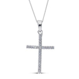 Cross Pendant in Sterling Silver 925 Cubic Zirconia Diamond On 18 inch Curb Chain