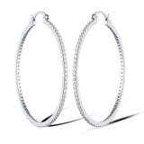 Large 2" Hoops Pavé Diamond like Cz's All Around Earrings Real 925 Sterling Silver