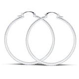 Large 2" Hoops Pavé Diamond like Cz's All Around Earrings Real 925 Sterling Silver