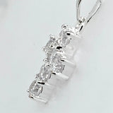Sterling Silver Cubic Zirconia Cross Pendant Necklace 18 Chain Religious gift