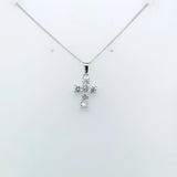 Sterling Silver Cubic Zirconia Cross Pendant Necklace 18 Chain Religious gift