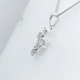 Sterling Silver Cubic Zirconia Cross Pendant Necklace 18 Chain Religious gift