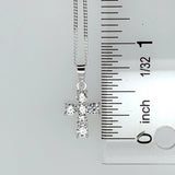 Sterling Silver Cubic Zirconia Cross Pendant Necklace 18 Chain Religious gift