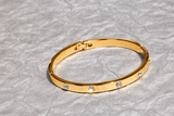 Gold IP Plated Stainless Steel CZ Bangle Bracelet – Diamond Look Hinged Cuff