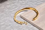 Gold IP Plated Stainless Steel CZ Bangle Bracelet – Diamond Look Hinged Cuff
