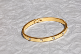 Gold IP Plated Stainless Steel CZ Bangle Bracelet – Diamond Look Hinged Cuff