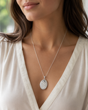 Sterling Silver Oval Locket Necklace – Vintage Engraved Photo Pendant Rhodium plated