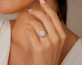 Vintage Inspired CZ Cluster Ring 14K Gold Plated Sterling Silver