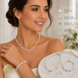 Freshwater Pearl Jewelry Set with Silver-Plated Crystal Accents