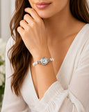Silver Plated Freshwater Pearl Stretch Watch for Women