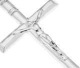 Crucifix Cross Pendant Large Sterling Silver on 18" Curb Chain Religious Jesus