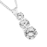 Cubic Zirconia Trilogy Pendent Necklace Earring studs Set Sterling Silver Gift