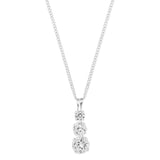Cubic Zirconia Trilogy Pendent Necklace Earring studs Set Sterling Silver Gift