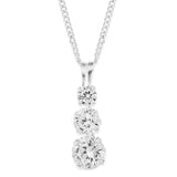 Cubic Zirconia Trilogy Pendent Necklace Earring studs Set Sterling Silver Gift