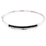 Cubic Zirconia set Sterling Silver 925 Cuff Bracelet Bangle female gift black cz