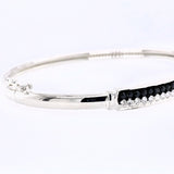 Cubic Zirconia set Sterling Silver 925 Cuff Bracelet Bangle female gift black cz