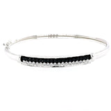 Cubic Zirconia set Sterling Silver 925 Cuff Bracelet Bangle female gift black cz