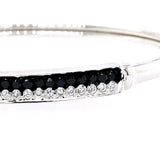 Cubic Zirconia set Sterling Silver 925 Cuff Bracelet Bangle female gift black cz
