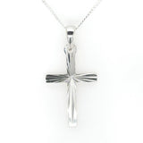 Diamond cut Cross Pendant Sterling Silver 925 18inch Curb Chain Religious gift