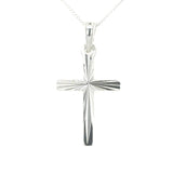 Diamond cut Cross Pendant Sterling Silver 925 18inch Curb Chain Religious gift