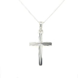 Diamond cut Cross Pendant Sterling Silver 925 18inch Curb Chain Religious gift