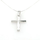Diamond cut Cross Pendant Sterling Silver 925 18inch Curb Chain Religious gift