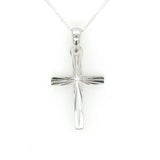 Diamond cut Cross Pendant Sterling Silver 925 18inch Curb Chain Religious gift