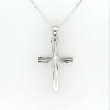 Diamond cut Cross Pendant Sterling Silver 925 18inch Curb Chain Religious gift