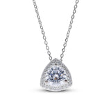 Flawless Trillion shape Sterling Silver Pendent Necklace Brilliant C Zirconia