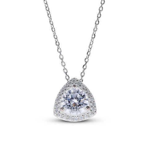 Flawless Trillion shape Sterling Silver Pendent Necklace Brilliant C Zirconia